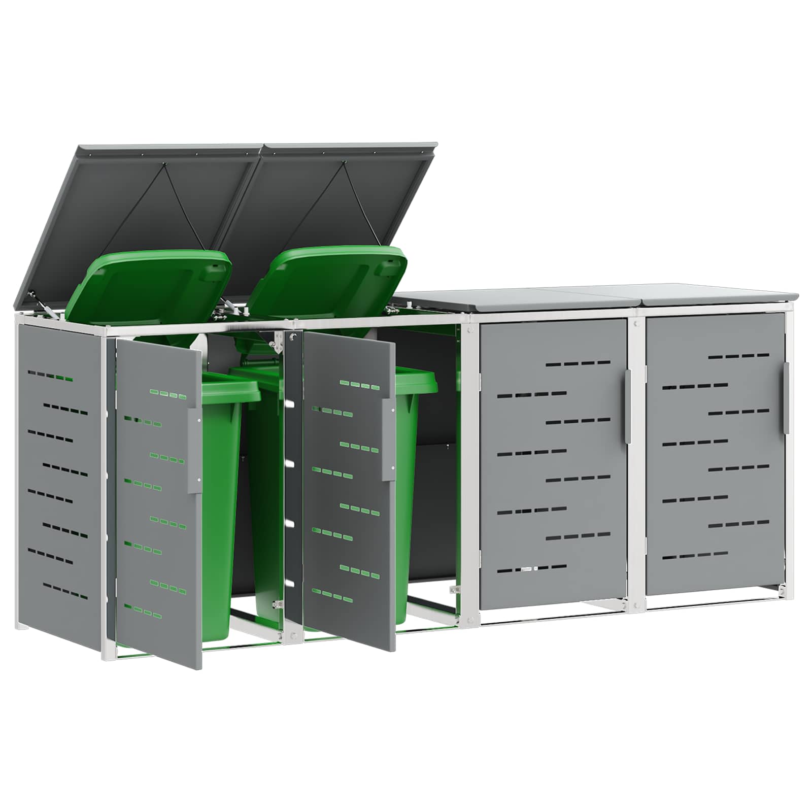 vidaXL Wheelie Bin Storage for 4 Bins 240L Stainless Steel Grey 3
