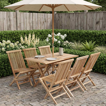 vidaXL Garden Furniture Set 7 pcs Natural Solid Teak Wood 1
