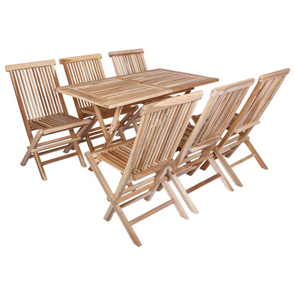 vidaXL Garden Furniture Set 7 pcs Natural Solid Teak Wood 2