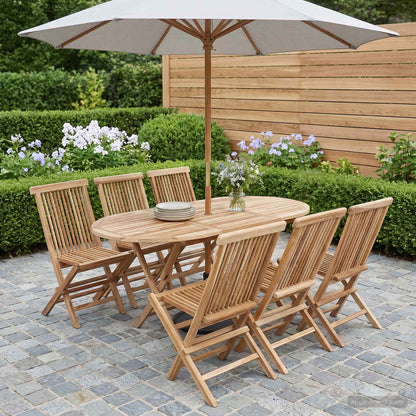 vidaXL Garden Furniture Set 7 pcs Natural Solid Teak Wood 1