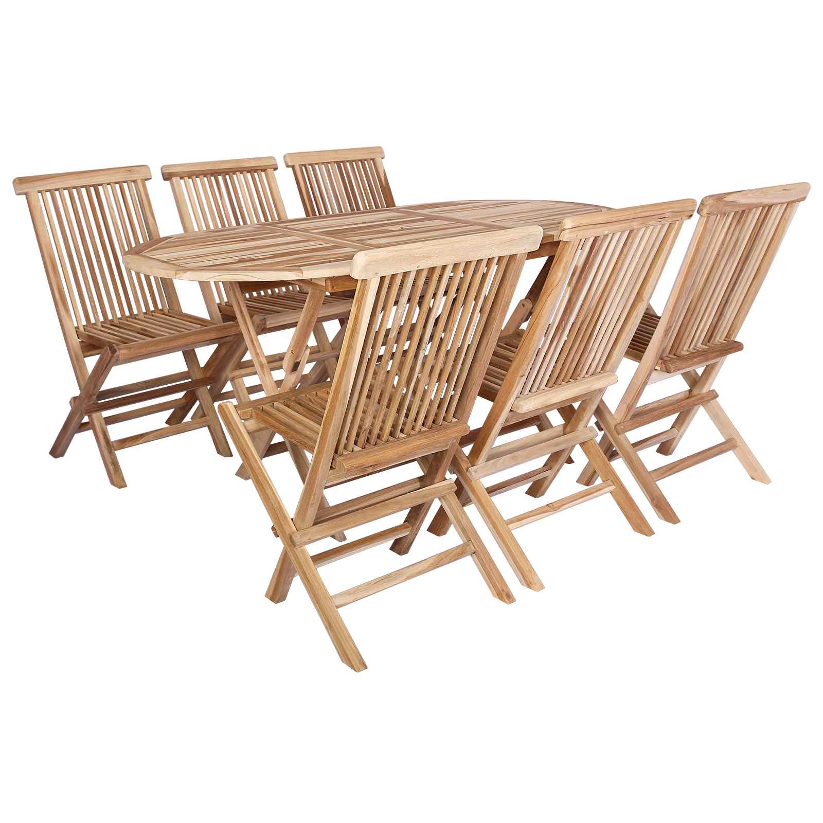vidaXL Garden Furniture Set 7 pcs Natural Solid Teak Wood 2