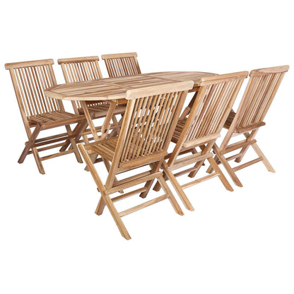 vidaXL Garden Furniture Set 7 pcs Natural Solid Teak Wood 2