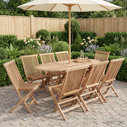 vidaXL Garden Furniture Set 9 pcs Natural Solid Teak Wood 1