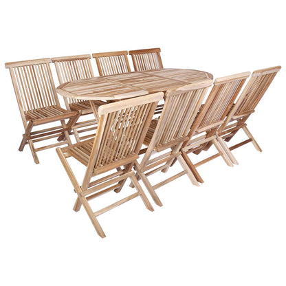 vidaXL Garden Furniture Set 9 pcs Natural Solid Teak Wood 2