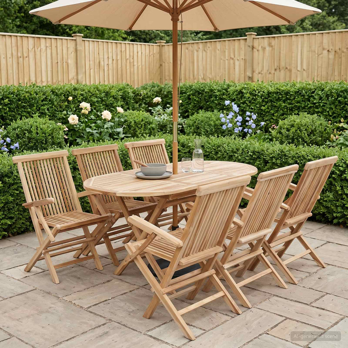 vidaXL Garden Furniture Set 7 pcs Natural Solid Teak Wood 1