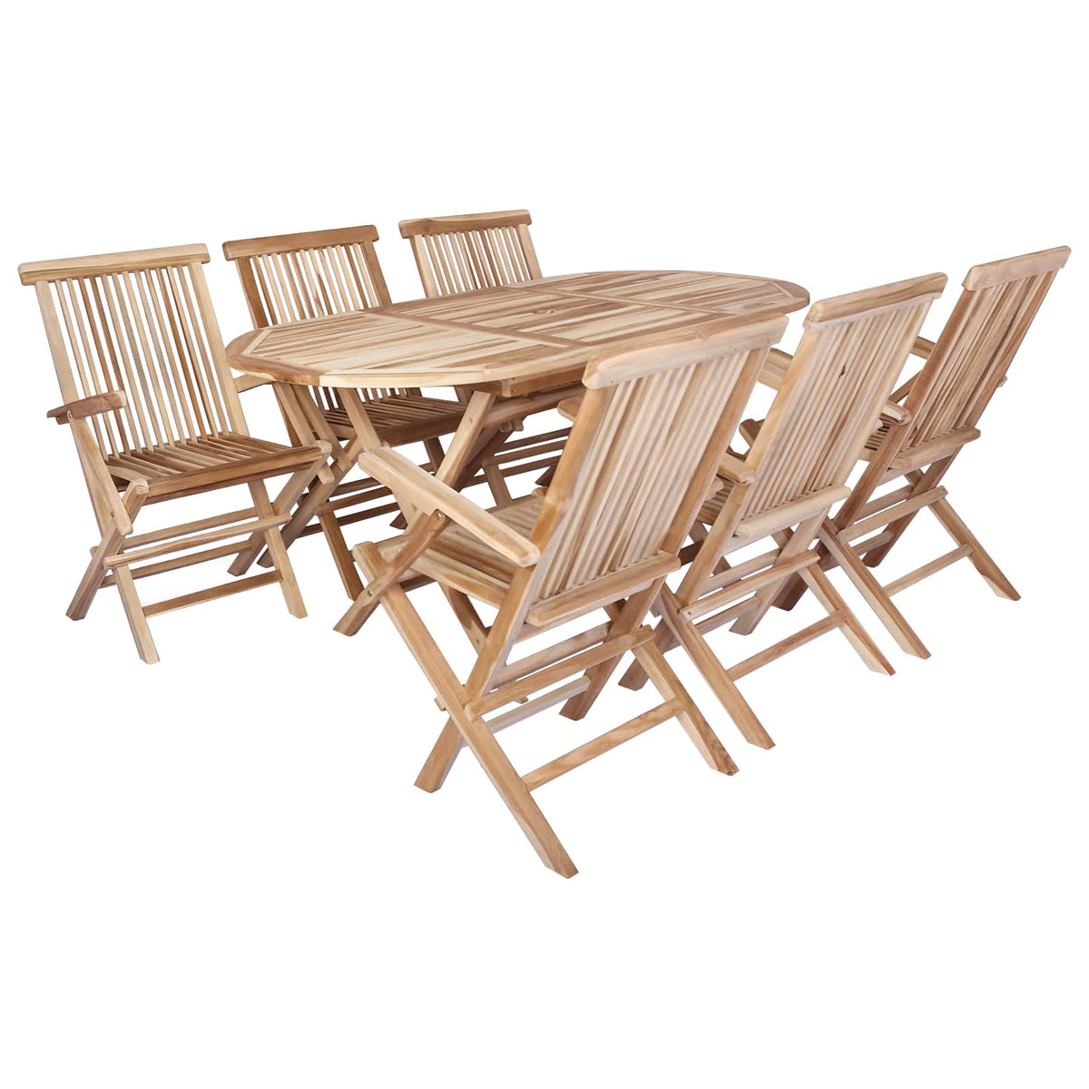 vidaXL Garden Furniture Set 7 pcs Natural Solid Teak Wood 2