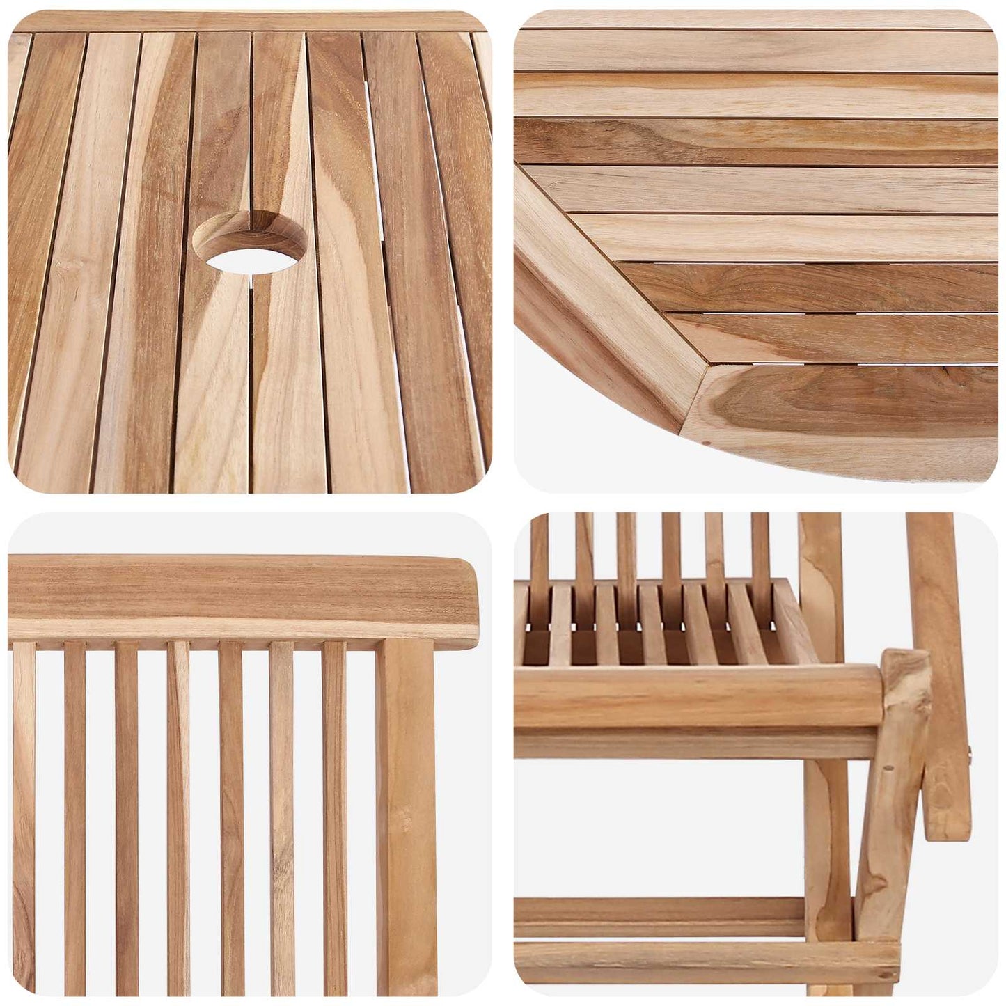 vidaXL Garden Furniture Set 9 pcs Natural Solid Teak Wood 6