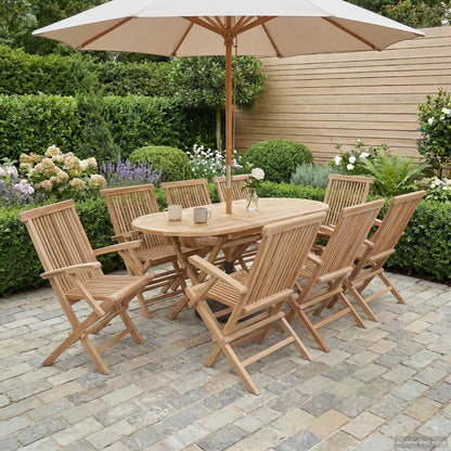 vidaXL Garden Furniture Set 9 pcs Natural Solid Teak Wood 1