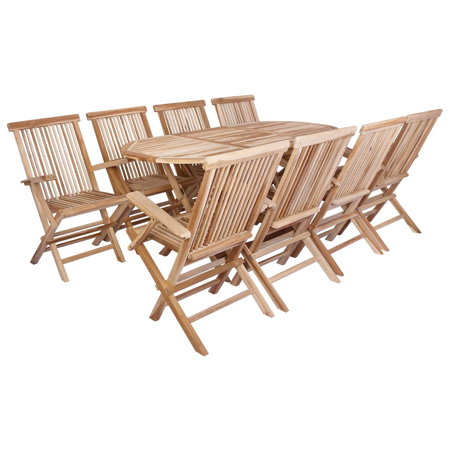 vidaXL Garden Furniture Set 9 pcs Natural Solid Teak Wood 2