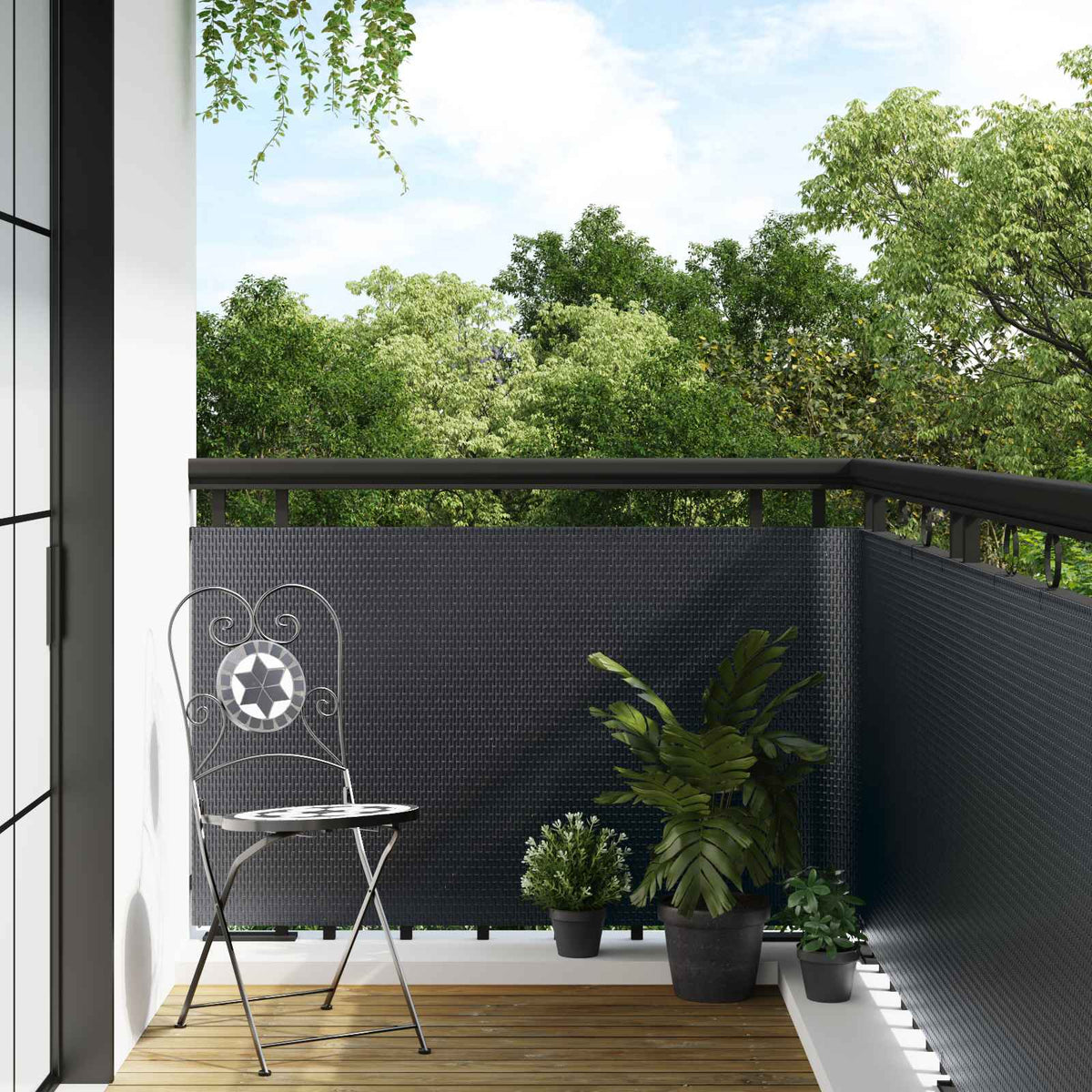 Balcony Screen 500x80 cm Poly Rattan Dark grey