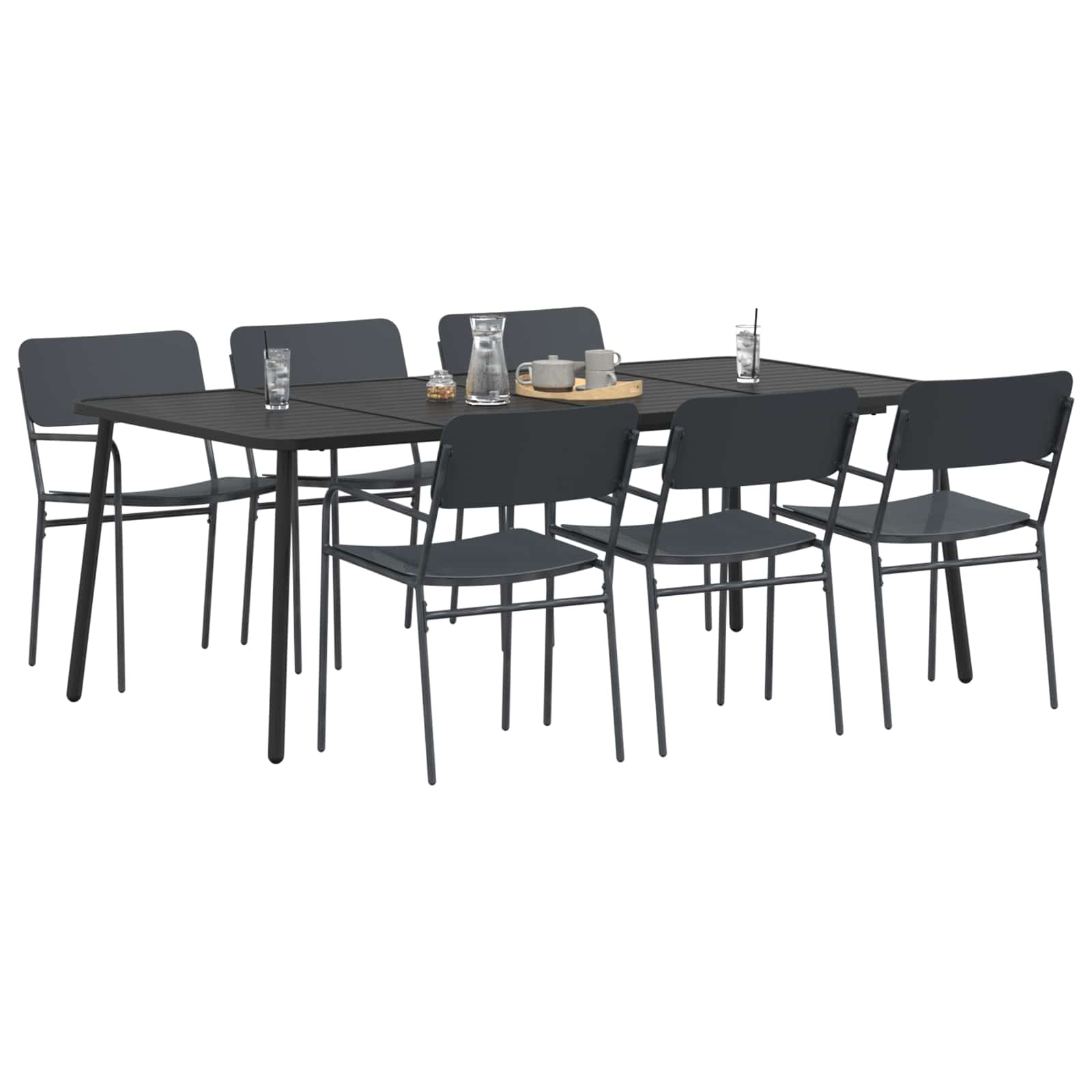 vidaXL Dining Set 7 pcs Anthracite Steel 3