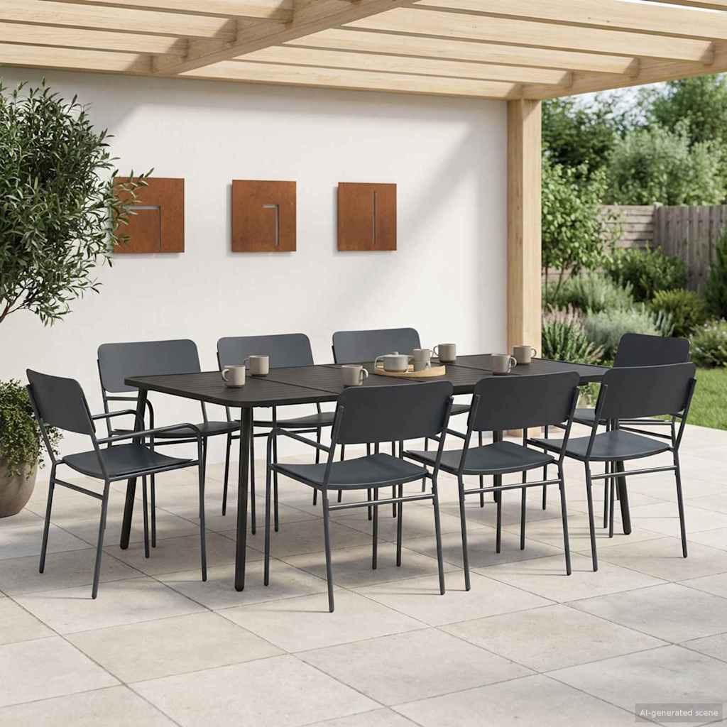 vidaXL Dining Set 9 pcs Anthracite Steel 1