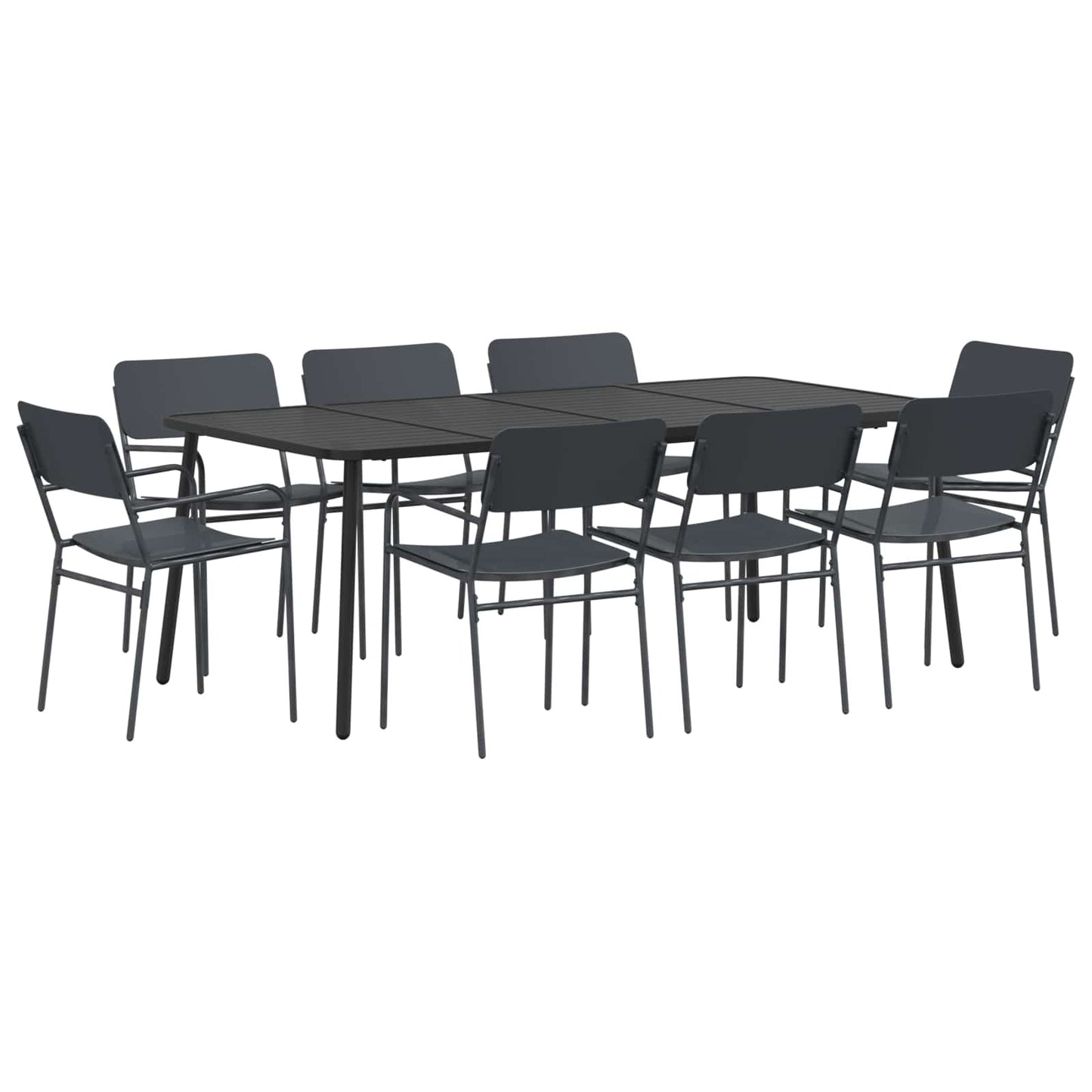 vidaXL Dining Set 9 pcs Anthracite Steel 2