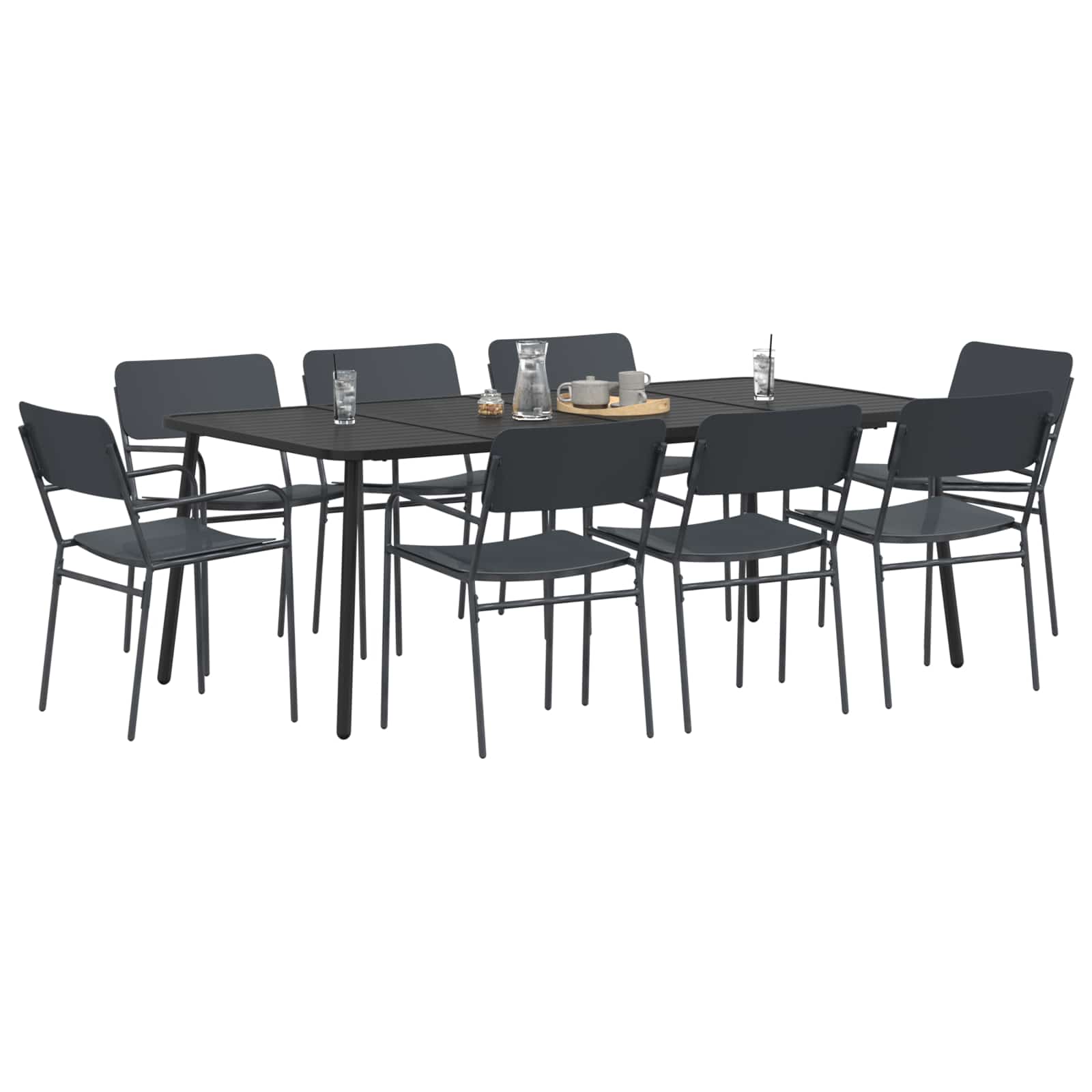 vidaXL Dining Set 9 pcs Anthracite Steel 3