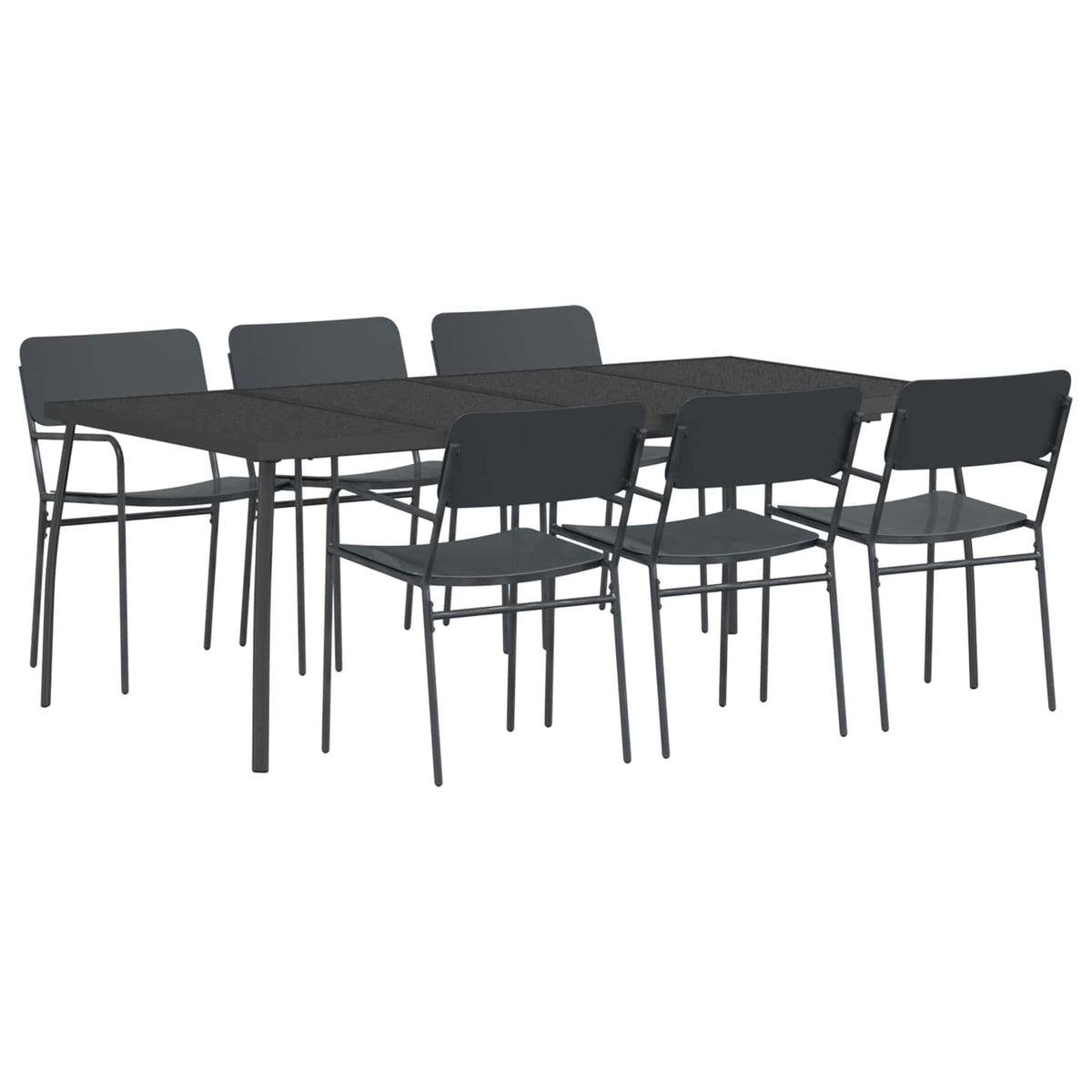 vidaXL Dining Set 7 pcs Anthracite 200 x 100 x 72 cm Steel 2