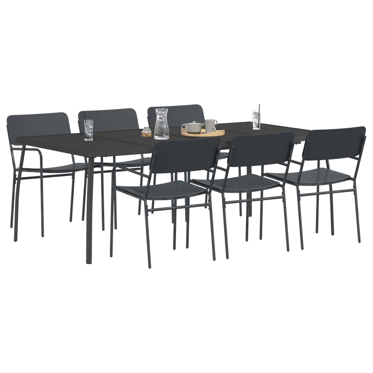 Dining Set 5 pcs Anthracite Steel 6-seater