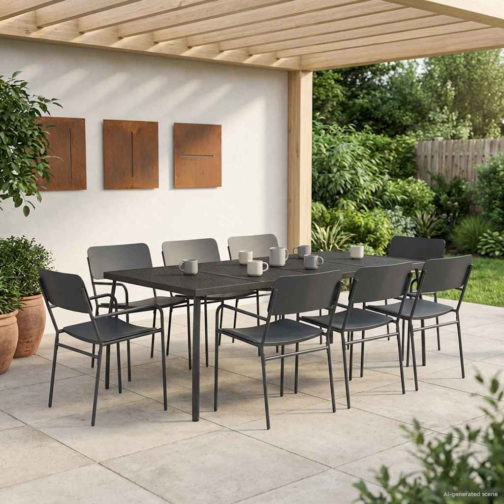 vidaXL Dining Set 9 pcs Anthracite Steel 1