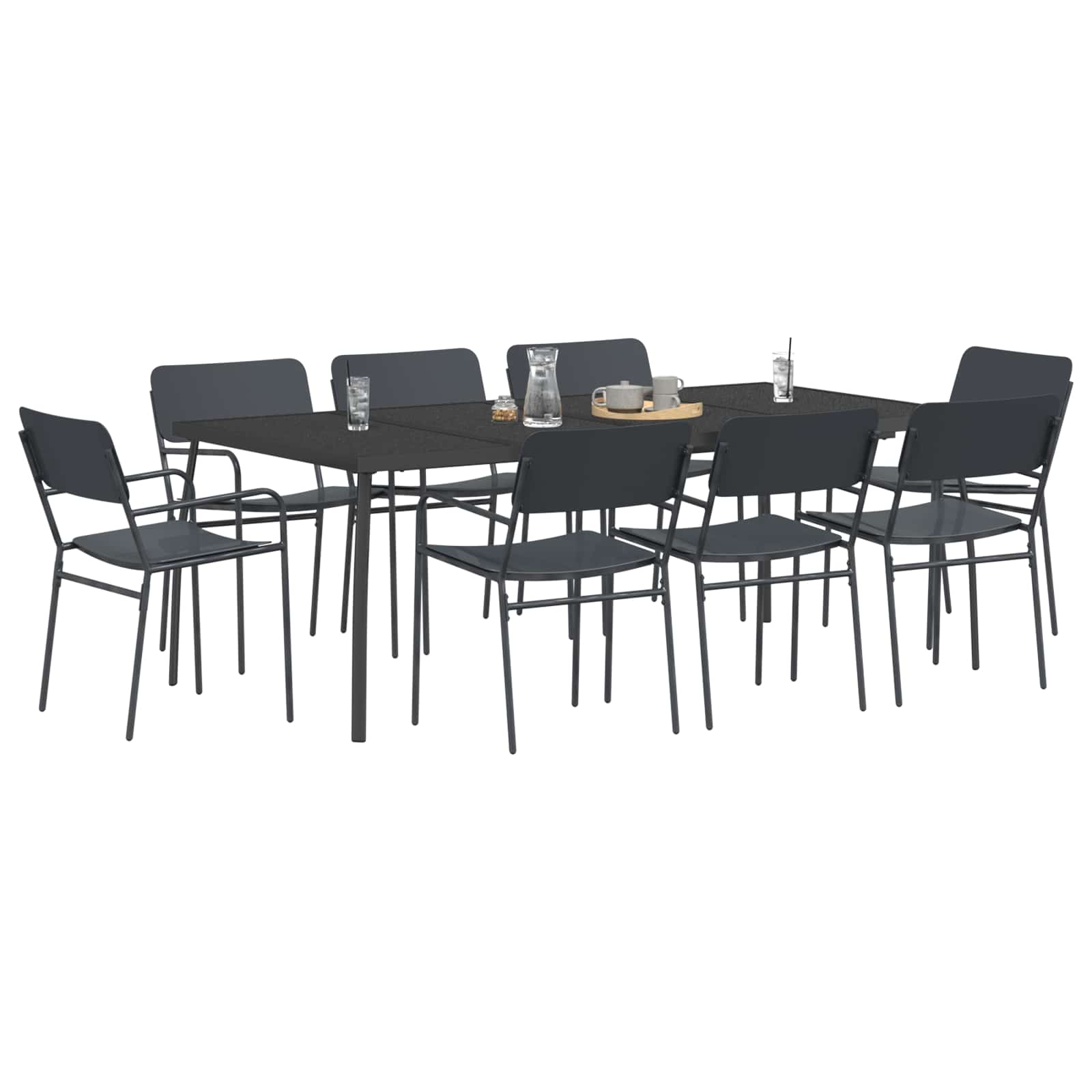 vidaXL Dining Set 9 pcs Anthracite Steel 3