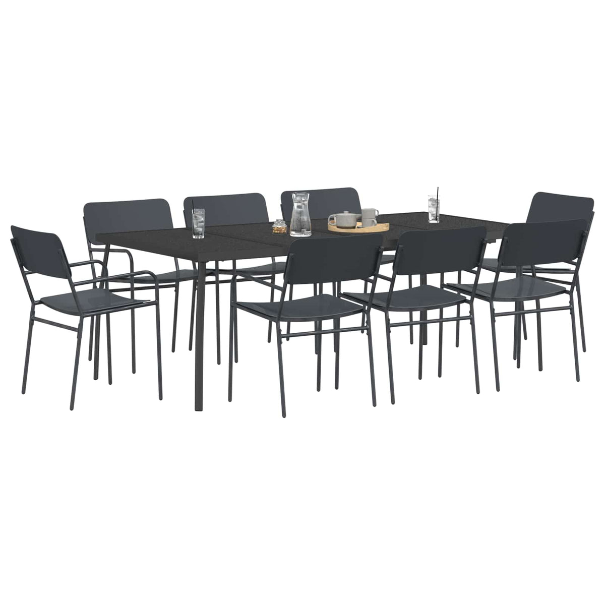 Dining Set 5 pcs Anthracite Steel 8-seater
