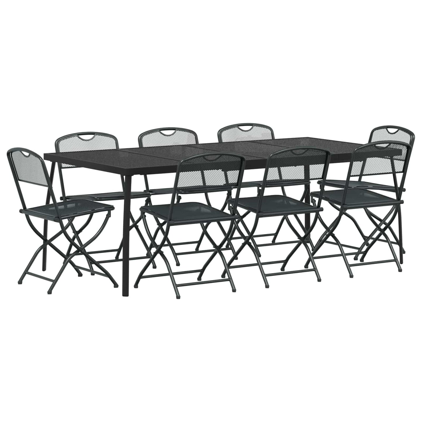 vidaXL Outdoor Furniture Set 9 pcs Anthracite Iron and Steel 2