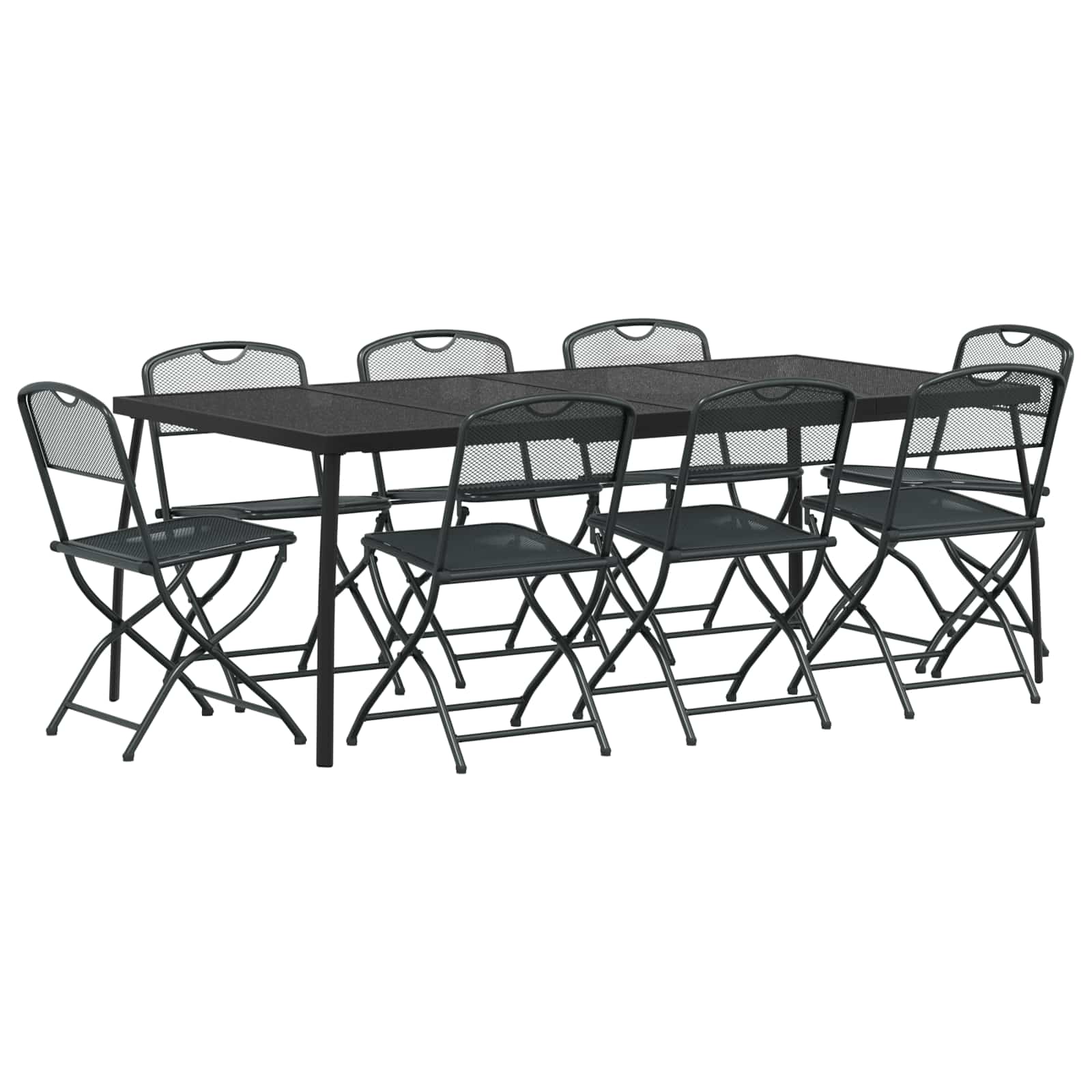vidaXL Outdoor Furniture Set 9 pcs Anthracite Iron and Steel 2
