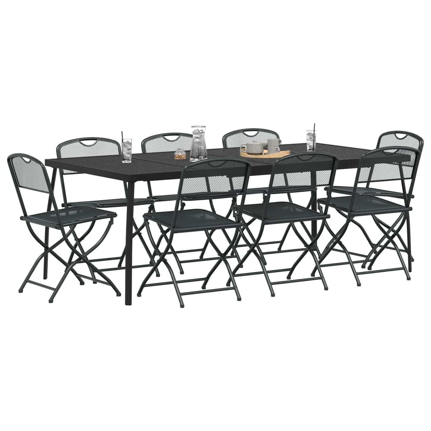vidaXL Outdoor Furniture Set 9 pcs Anthracite Iron and Steel 3
