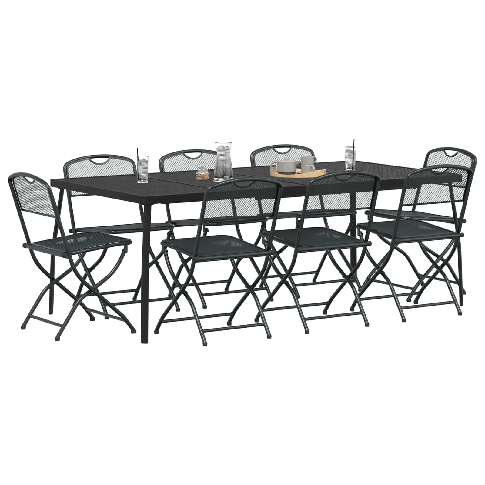 vidaXL Outdoor Furniture Set 9 pcs Anthracite Iron and Steel 3
