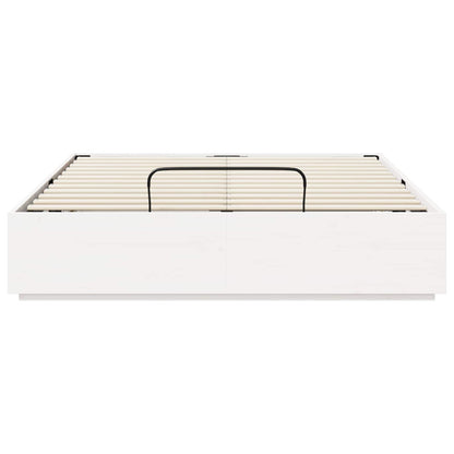vidaXL Ottoman Bed Frame with Storage White 140 x 200 cm 6