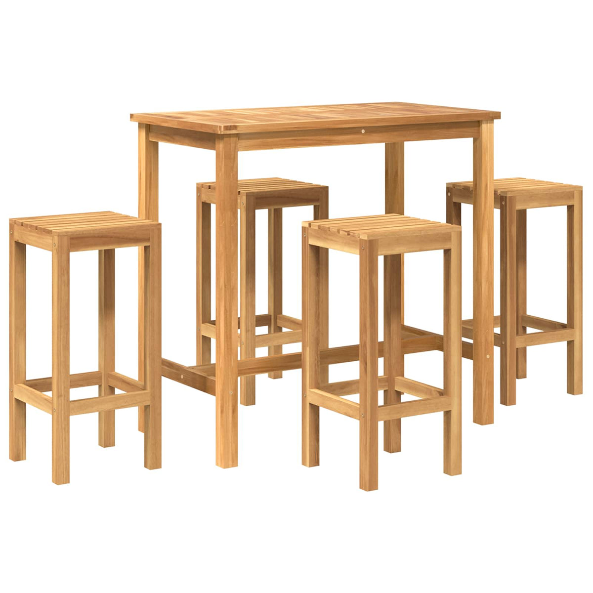Outdoor Bar Set 5 pcs Untreated Solid Teak Wood without backrest