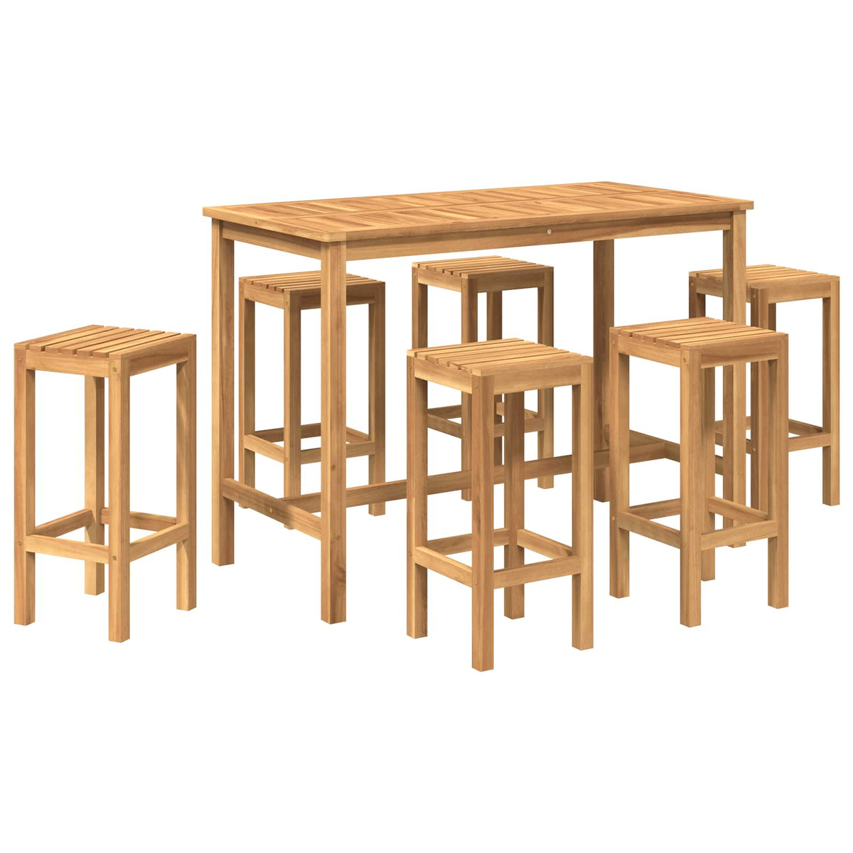 vidaXL Outdoor Bar Set 7 pcs Natural Solid Teak Wood 2