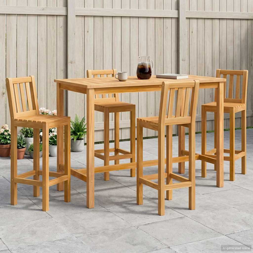 vidaXL Outdoor Bar Set 5 pcs Natural Solid Teak Wood 1