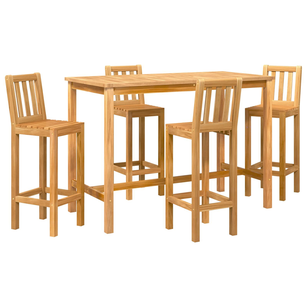 vidaXL Outdoor Bar Set 5 pcs Natural Solid Teak Wood 2