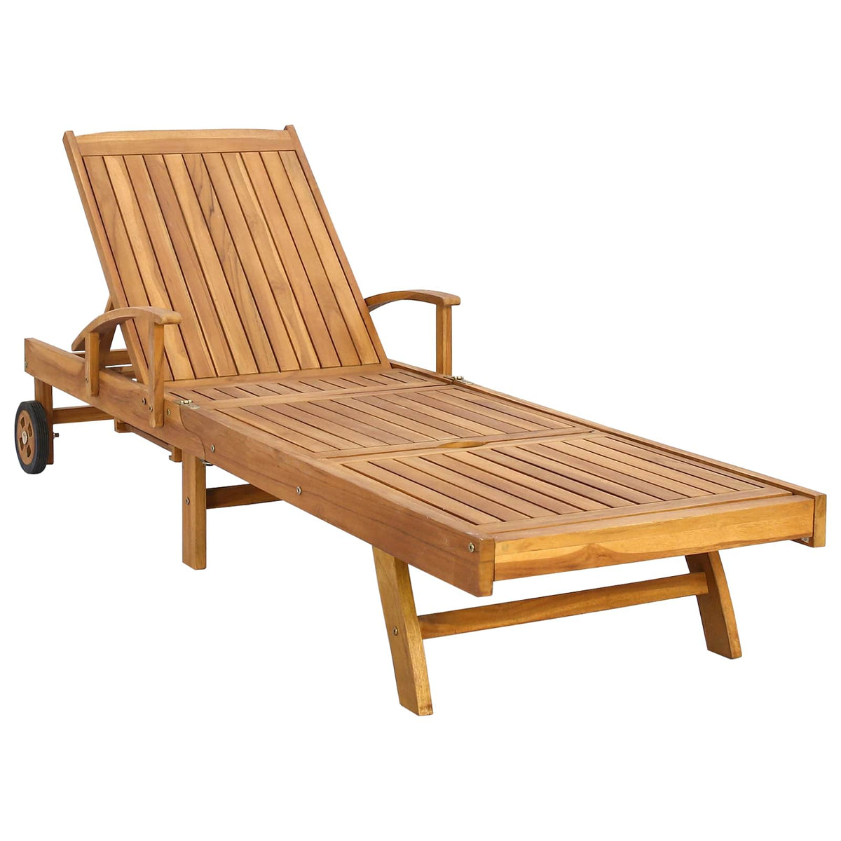 Sun Lounger with Cushion Solid Teak Wood Brown without table