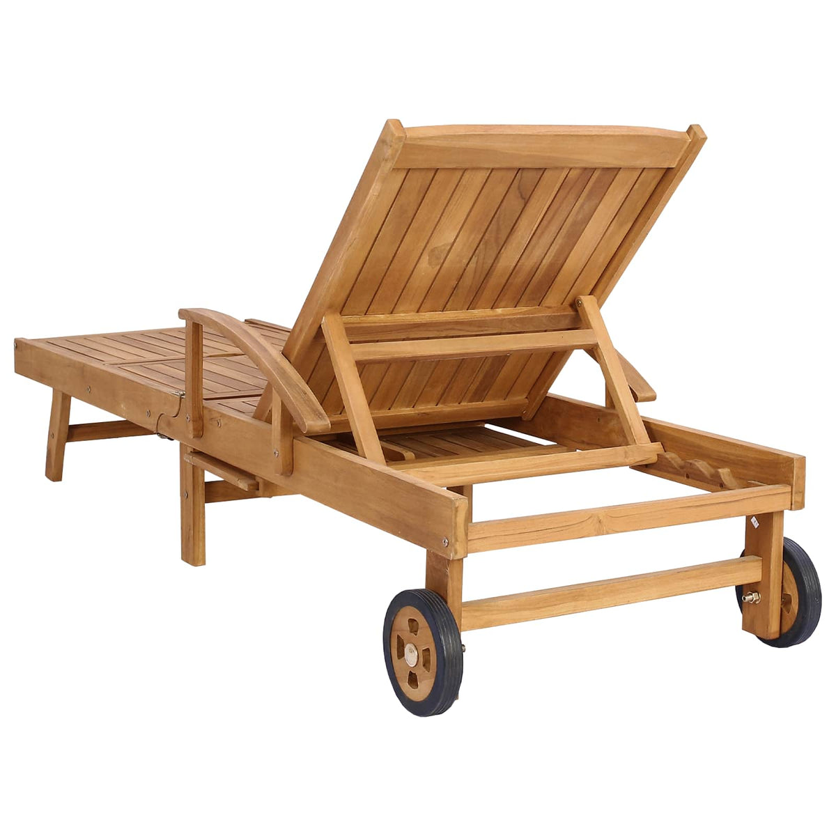 Sun Lounger with Cushion Solid Teak Wood Brown without table