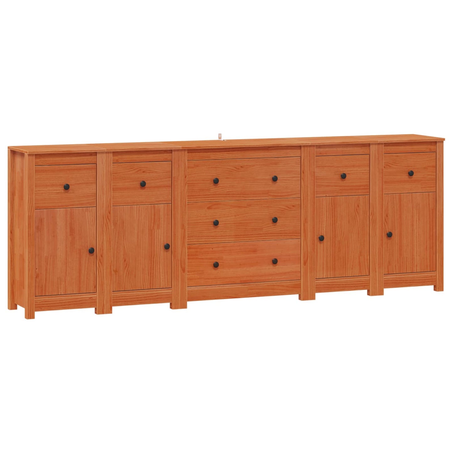 vidaXL Sideboard 5 pcs Wax Brown 226 x 35 x 80 cm Solid Pine Wood 2