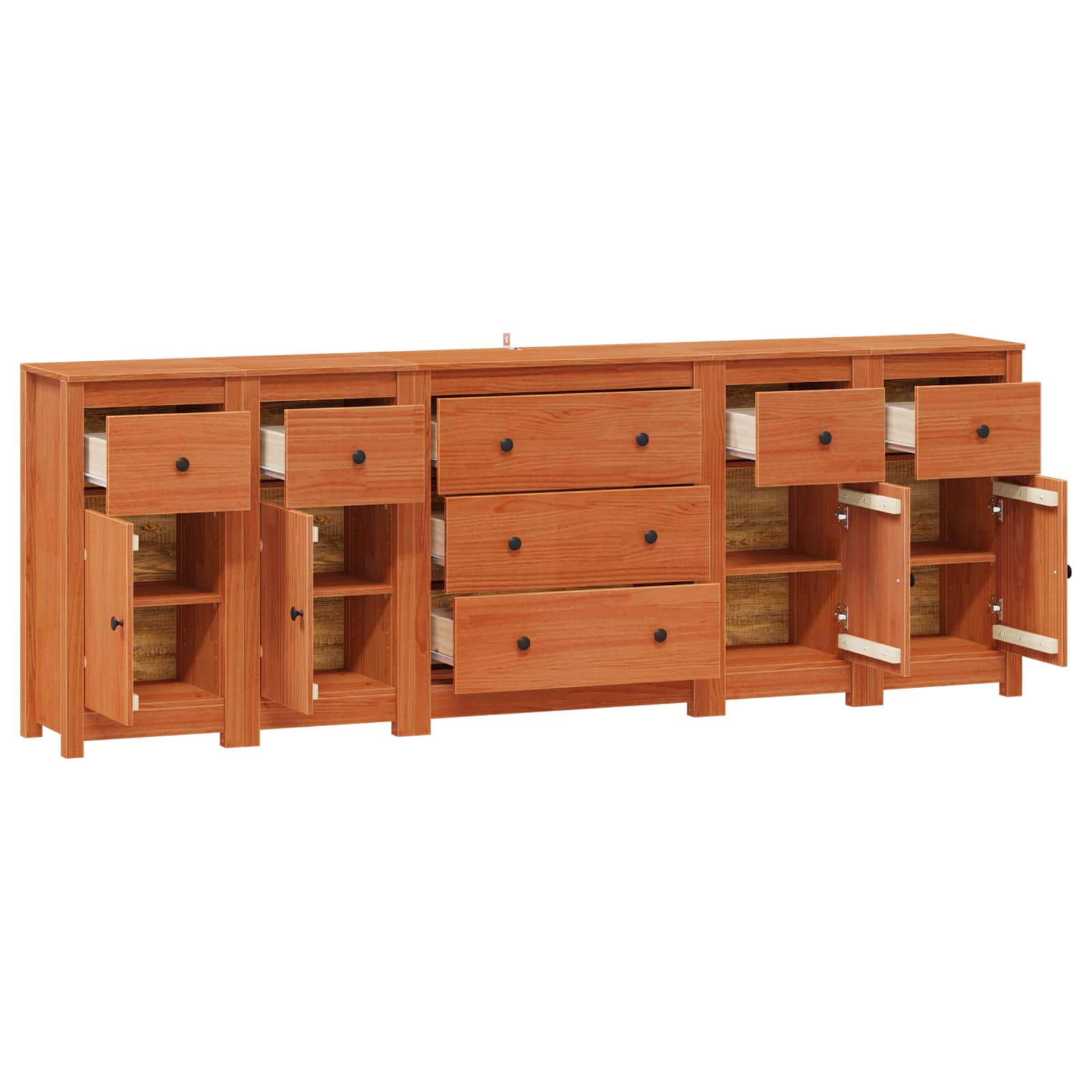 vidaXL Sideboard 5 pcs Wax Brown 226 x 35 x 80 cm Solid Pine Wood 5