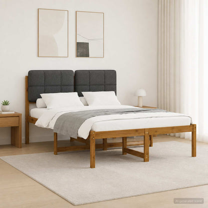 Bed Frame with Upholstered Headboard Natural and dark grey 150 cm 200 cm