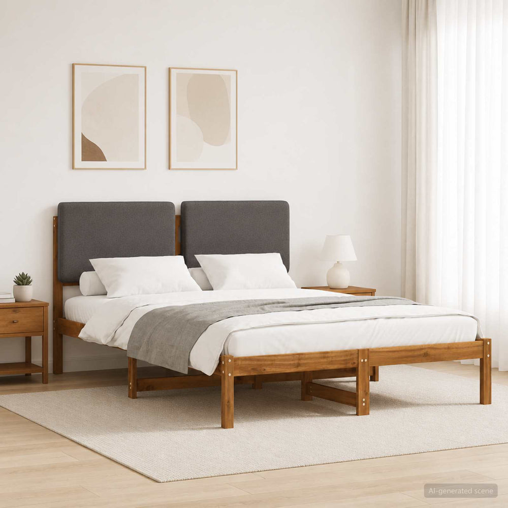 vidaXL Bed Frame with Upholstered Headboard Length 200 cm Natural and Light Grey