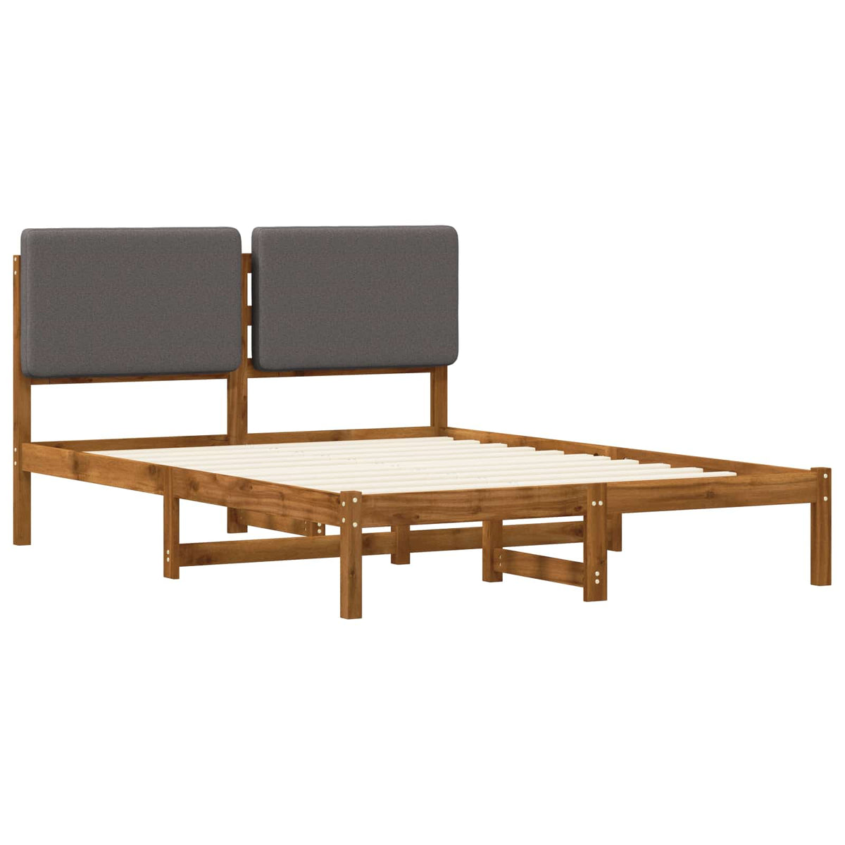 Bed Frame with Upholstered Headboard Length 200 cm Natural and Light Grey 160 cm