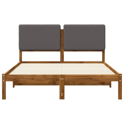 Bed Frame with Upholstered Headboard Length 200 cm Natural and Light Grey 160 cm
