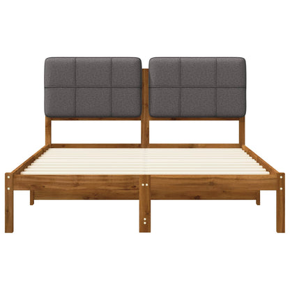 Bed Frame with Upholstered Headboard Length 200 cm Width 140 cm Natural and light grey