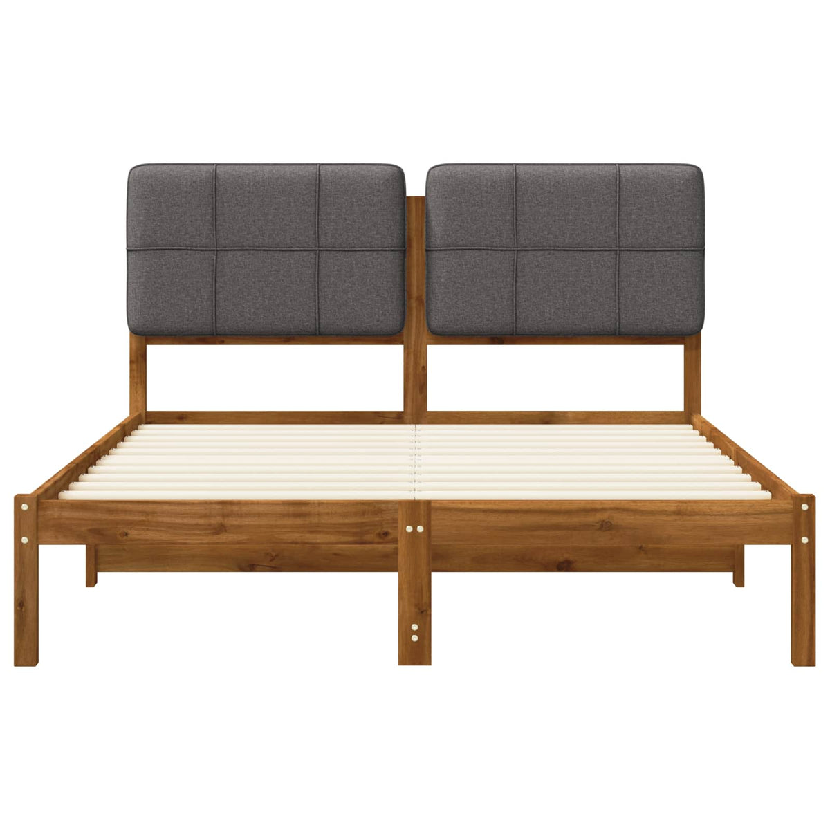 Bed Frame with Upholstered Headboard Length 200 cm Width 120 cm Natural and light grey