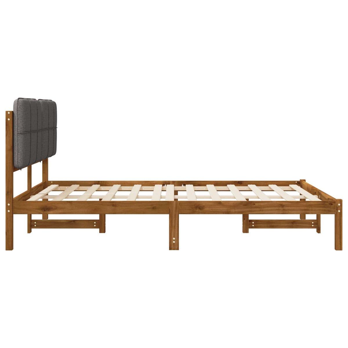 Bed Frame with Upholstered Headboard Length 200 cm Width 120 cm Natural and light grey