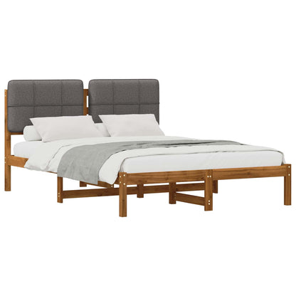 Bed Frame with Upholstered Headboard Length 190 cm Width 120 cm Natural and light grey