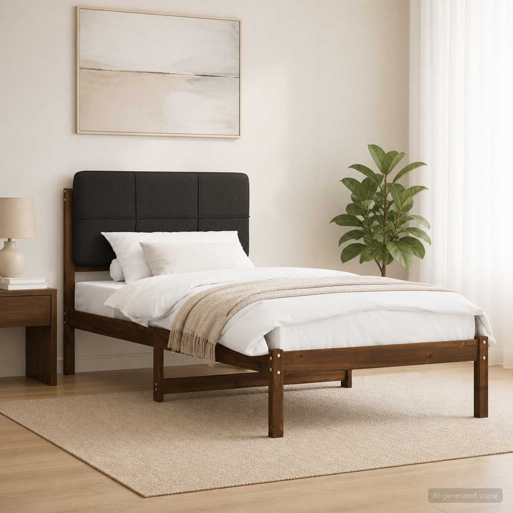vidaXL Bed Frame with Upholstered Headboard Length 190 cm Width 90 cm