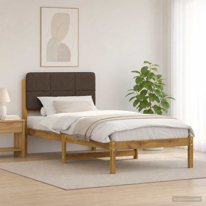 Bed Frame with Upholstered Headboard Length 190 cm Width 90 cm Whitewash and taupe