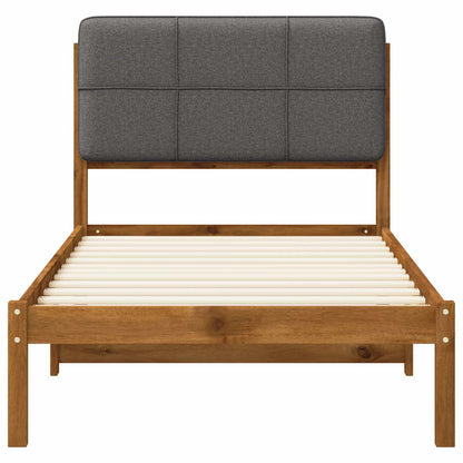 Bed Frame with Upholstered Headboard Length 190 cm Width 90 cm Natural and light grey