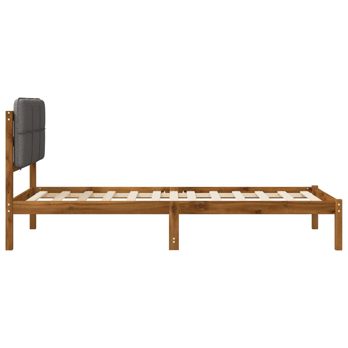 Bed Frame with Upholstered Headboard Length 190 cm Width 90 cm Natural and light grey