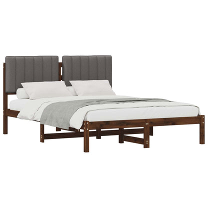 Bed Frame with Upholstered Headboard Length 200 cm Dark Brown and Light Grey 160 cm