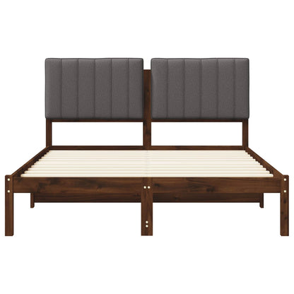Bed Frame with Upholstered Headboard Length 200 cm Dark Brown and Light Grey 160 cm